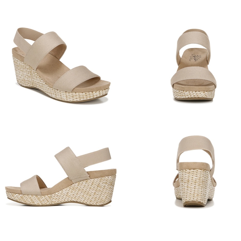 LifeStride Delta Wedge Sandal 9.5 | Nude Wedge Sandals